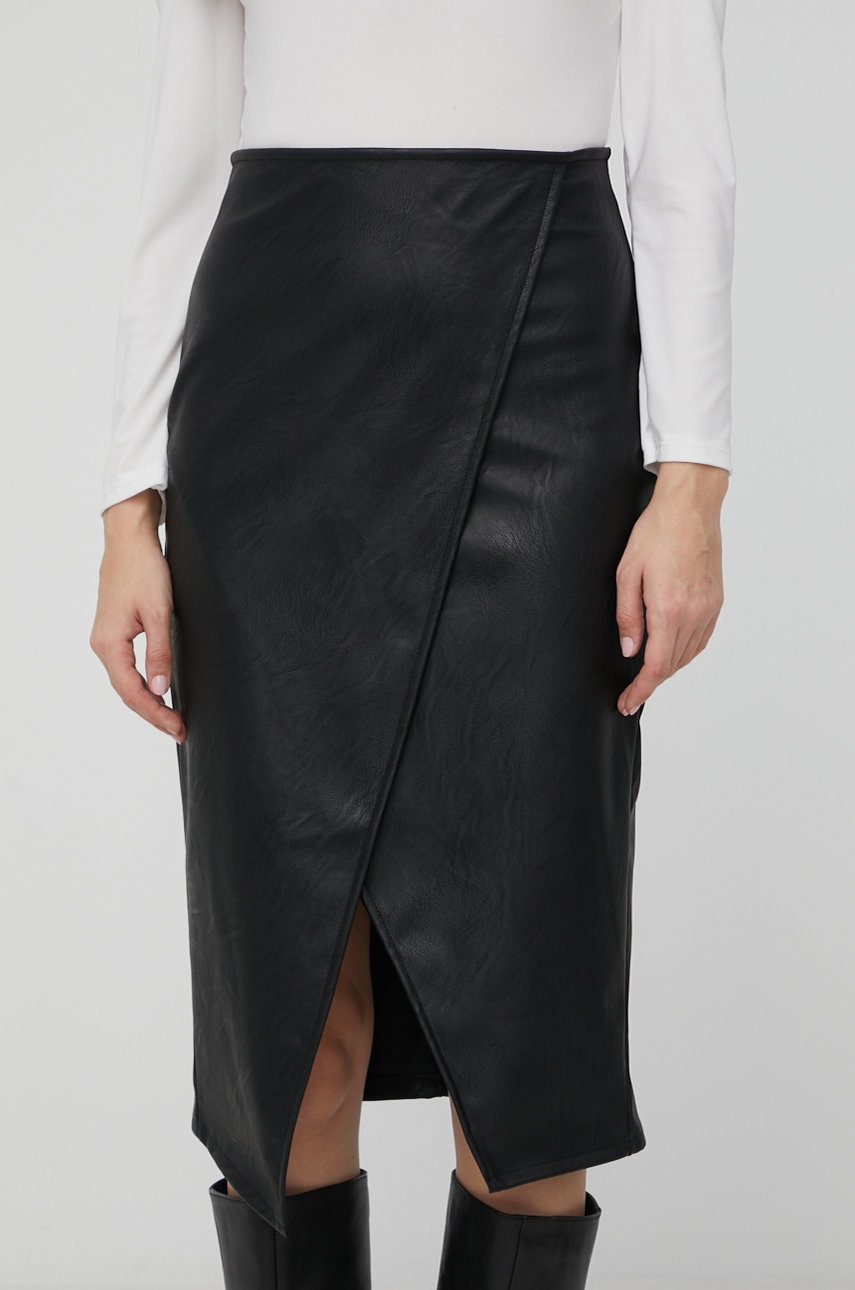 

Пола Answear Lab в черно среднодълъг модел с кройка тип молив, Черен