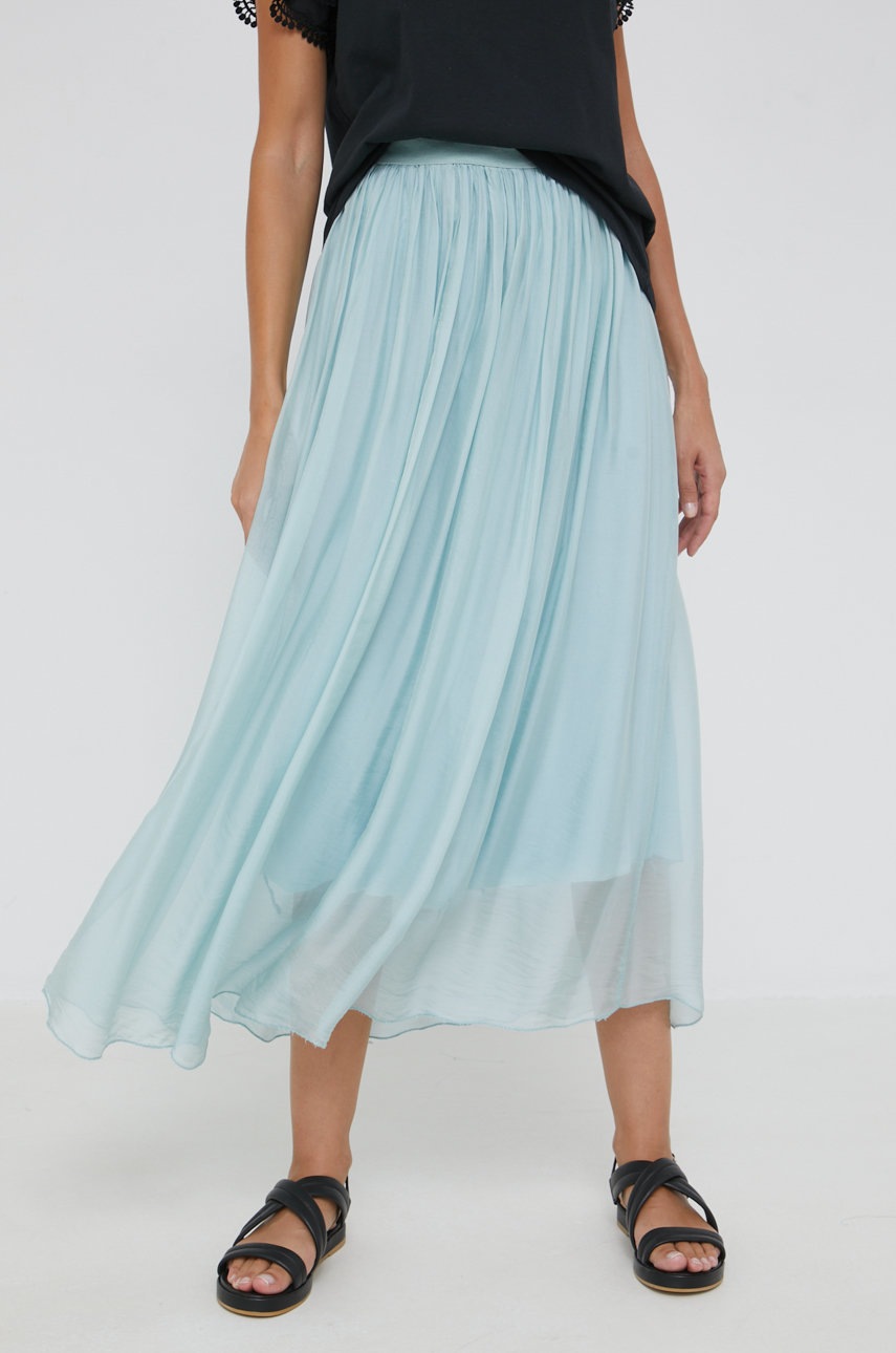 

Пола Answear Lab дълъг модел разкроен модел, Син