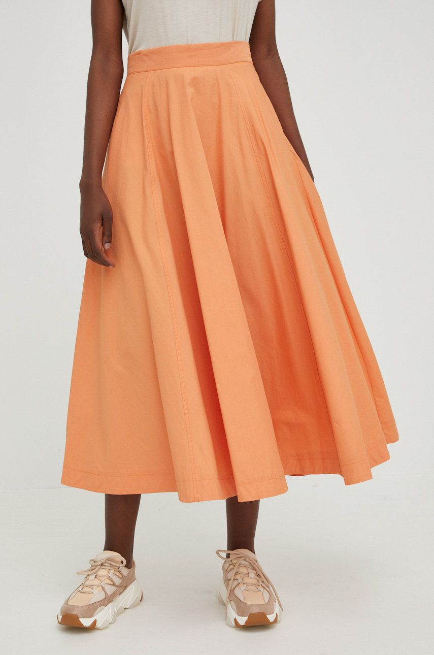 Answear Lab spódnica bawełniana kolor pomarańczowy maxi rozkloszowana