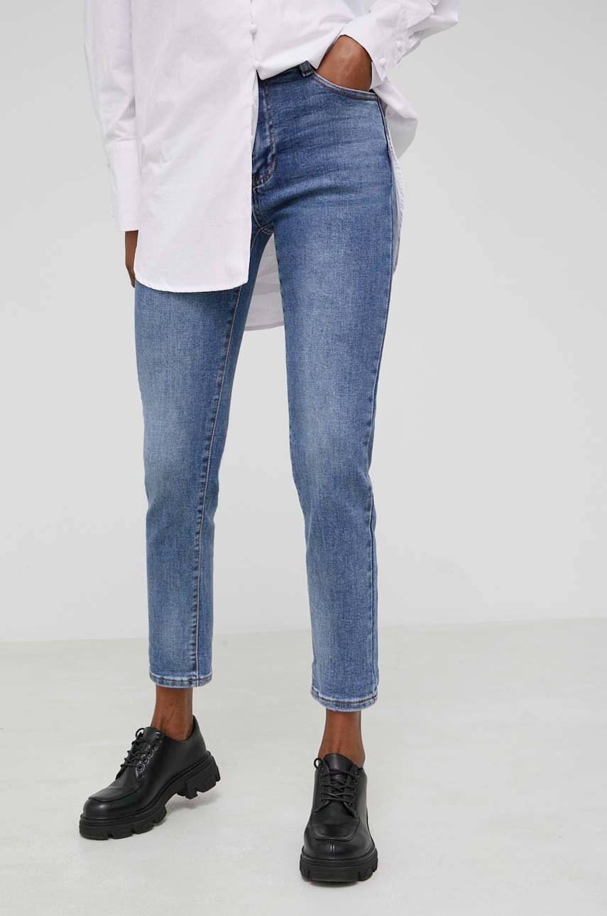 

Дънки Answear Lab Premium Jeans дамски със стандартна талия, Тъмносин