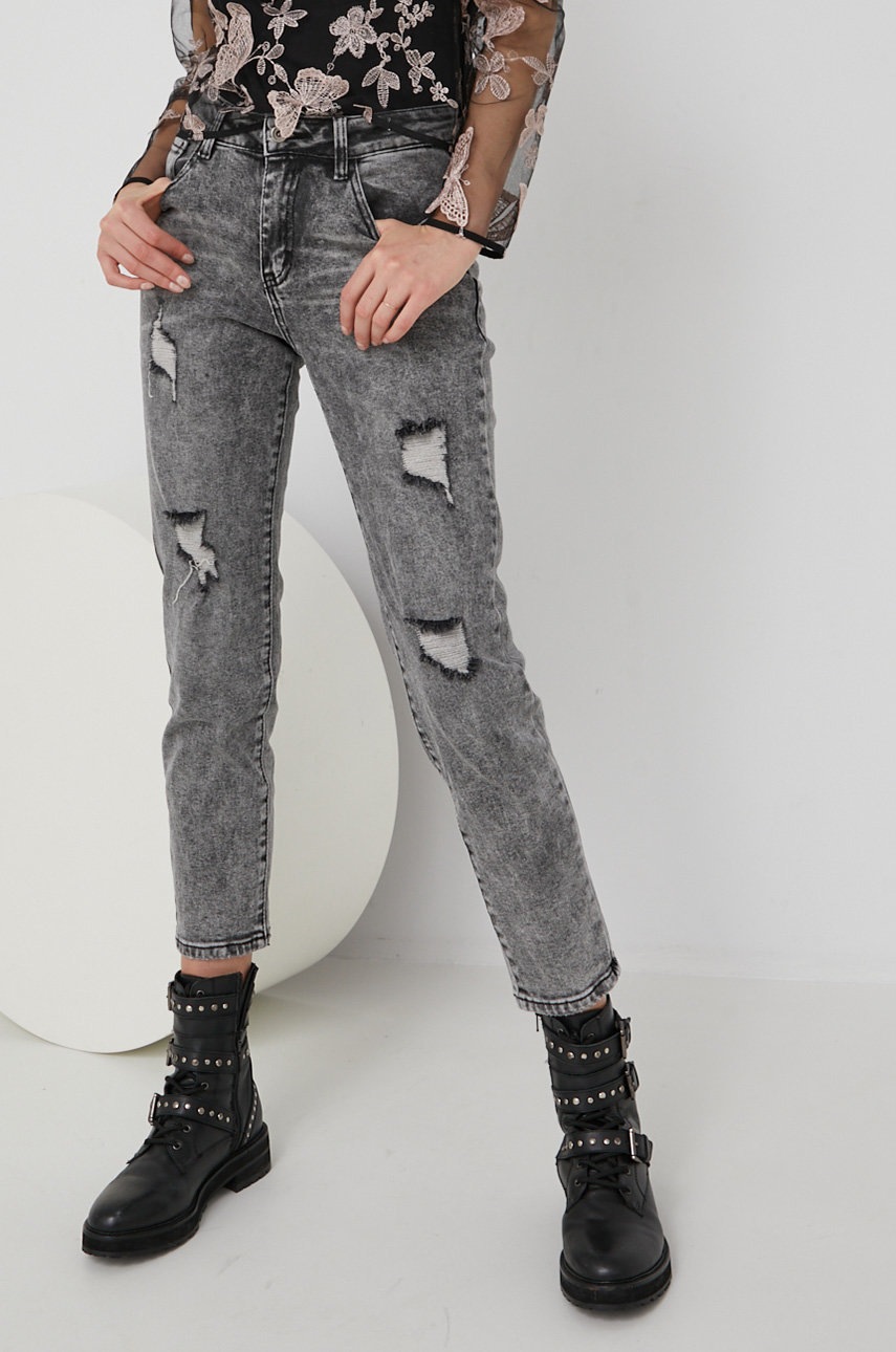 

Дънки Answear Lab Mom Fit дамски със стандартна талия, Сив