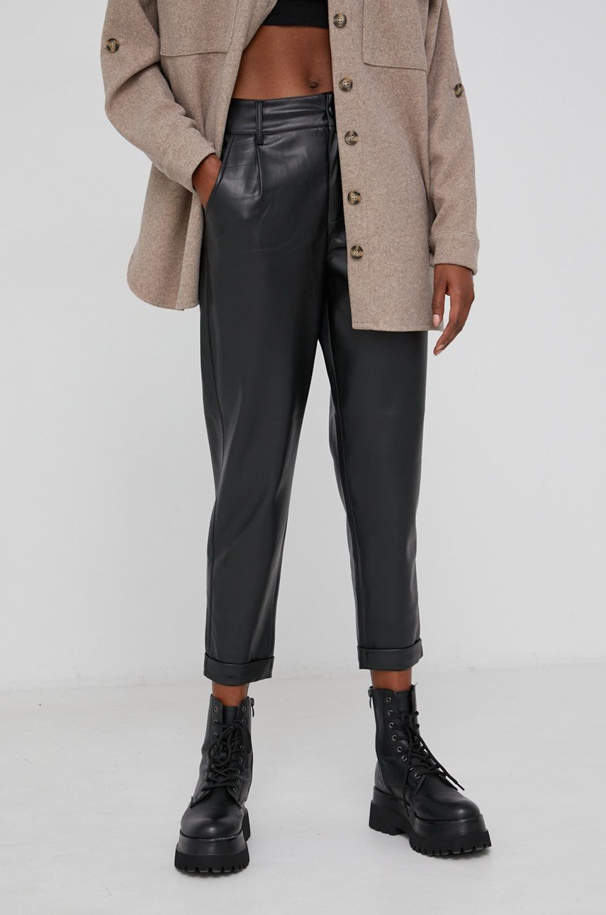 Answear Lab Pantaloni femei, culoarea negru, model drept, high waist Answear Lab imagine 2022 13clothing.ro