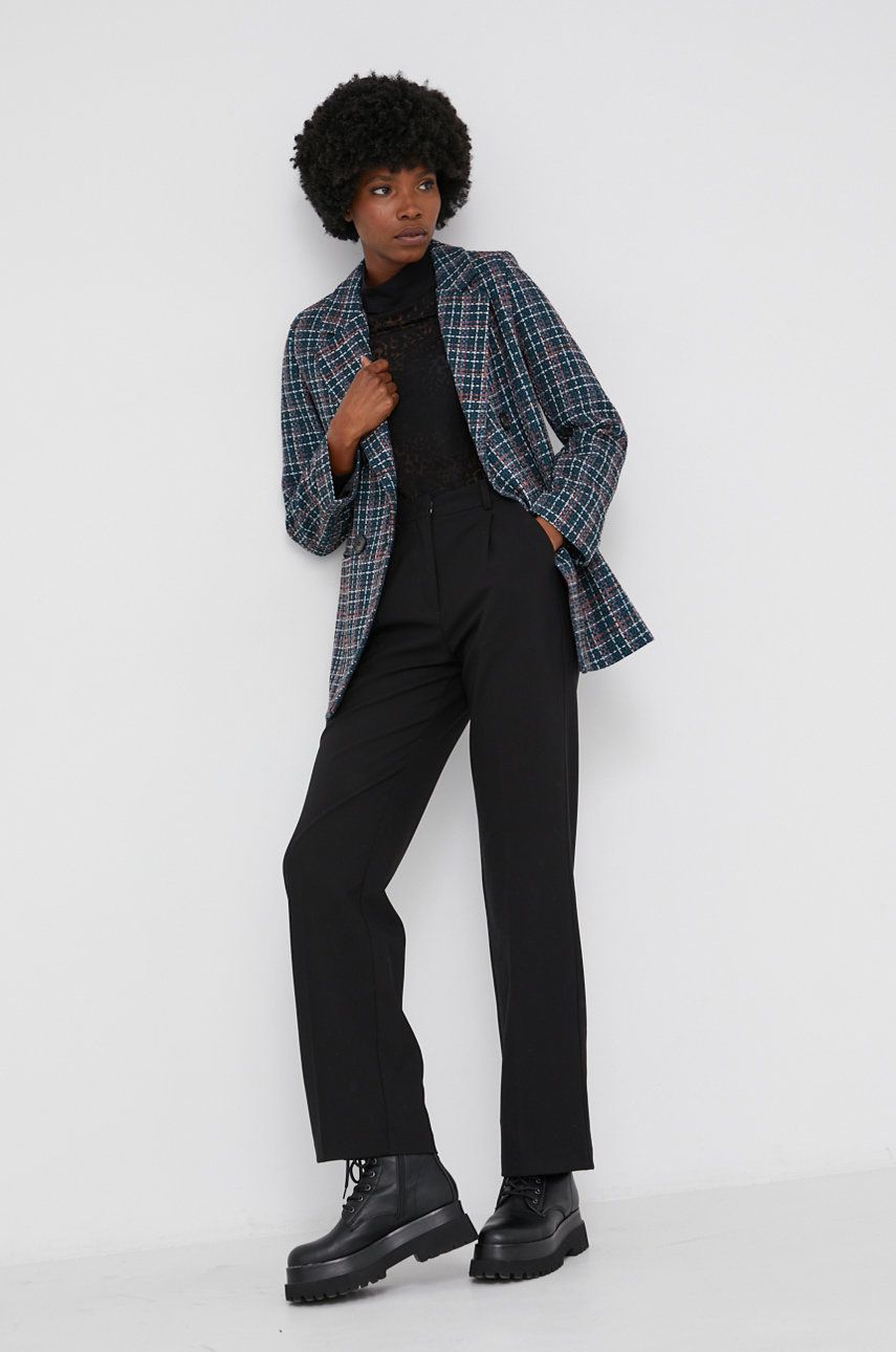 Answear Lab Pantaloni femei, culoarea negru, model drept, high waist imagine reduceri black friday 2021 Answear Lab