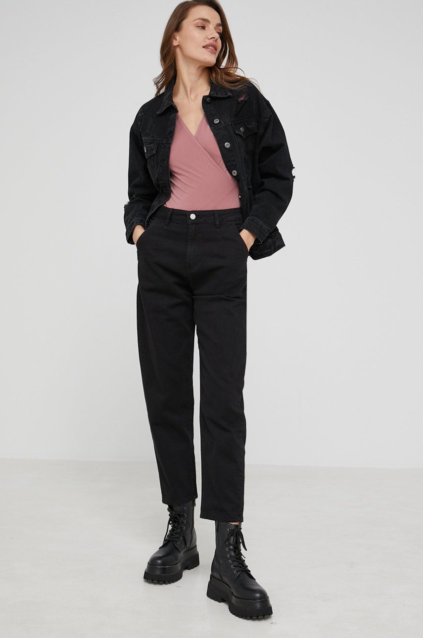 Answear Lab jeansy damskie kolor czarny proste high waist