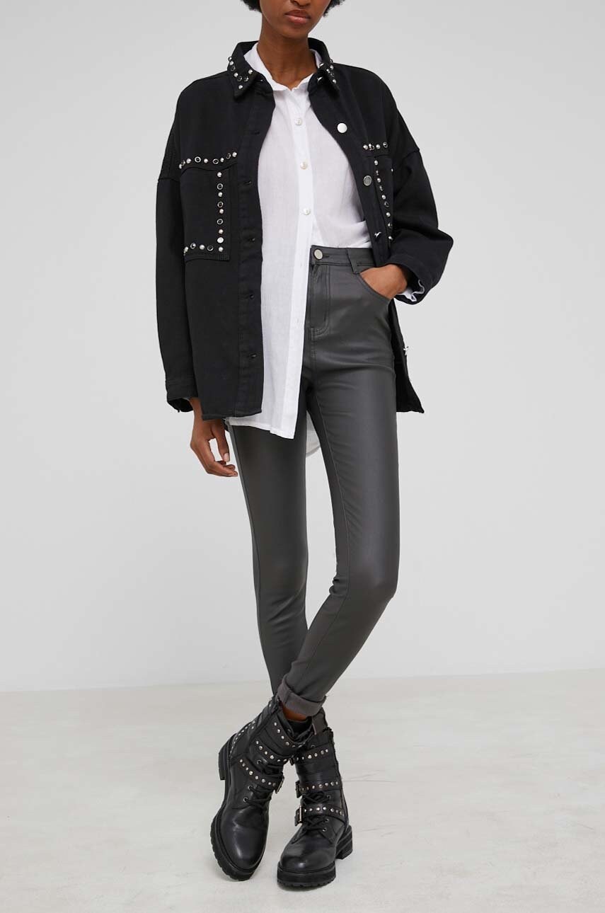 Answear Lab pantaloni femei, culoarea negru, mulata, high waist Answear Lab