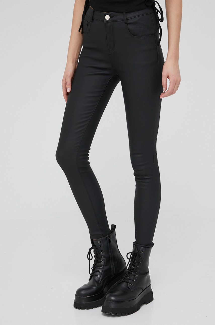 Answear Lab spodnie Push-Up damskie kolor czarny dopasowane medium waist