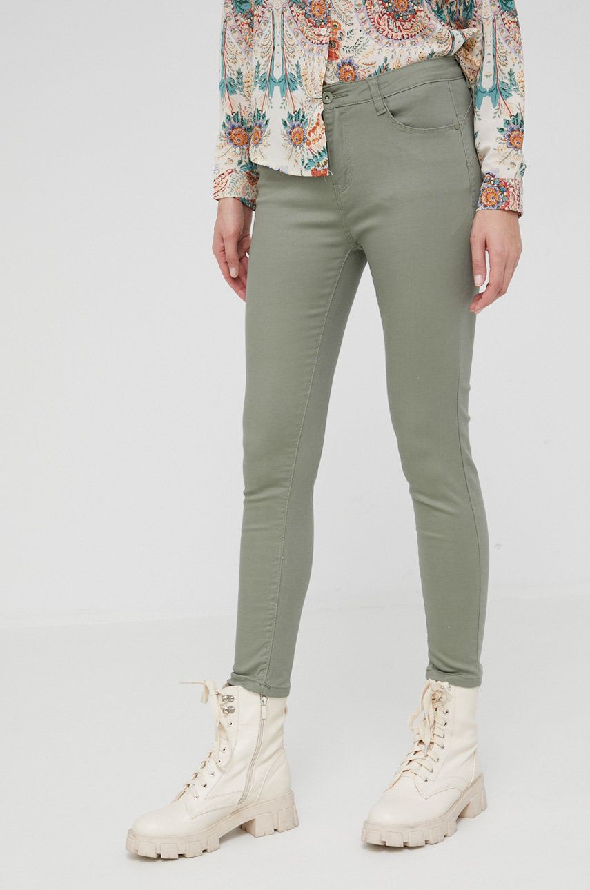 Answear Lab jeansy Push-Up damskie kolor zielony medium waist