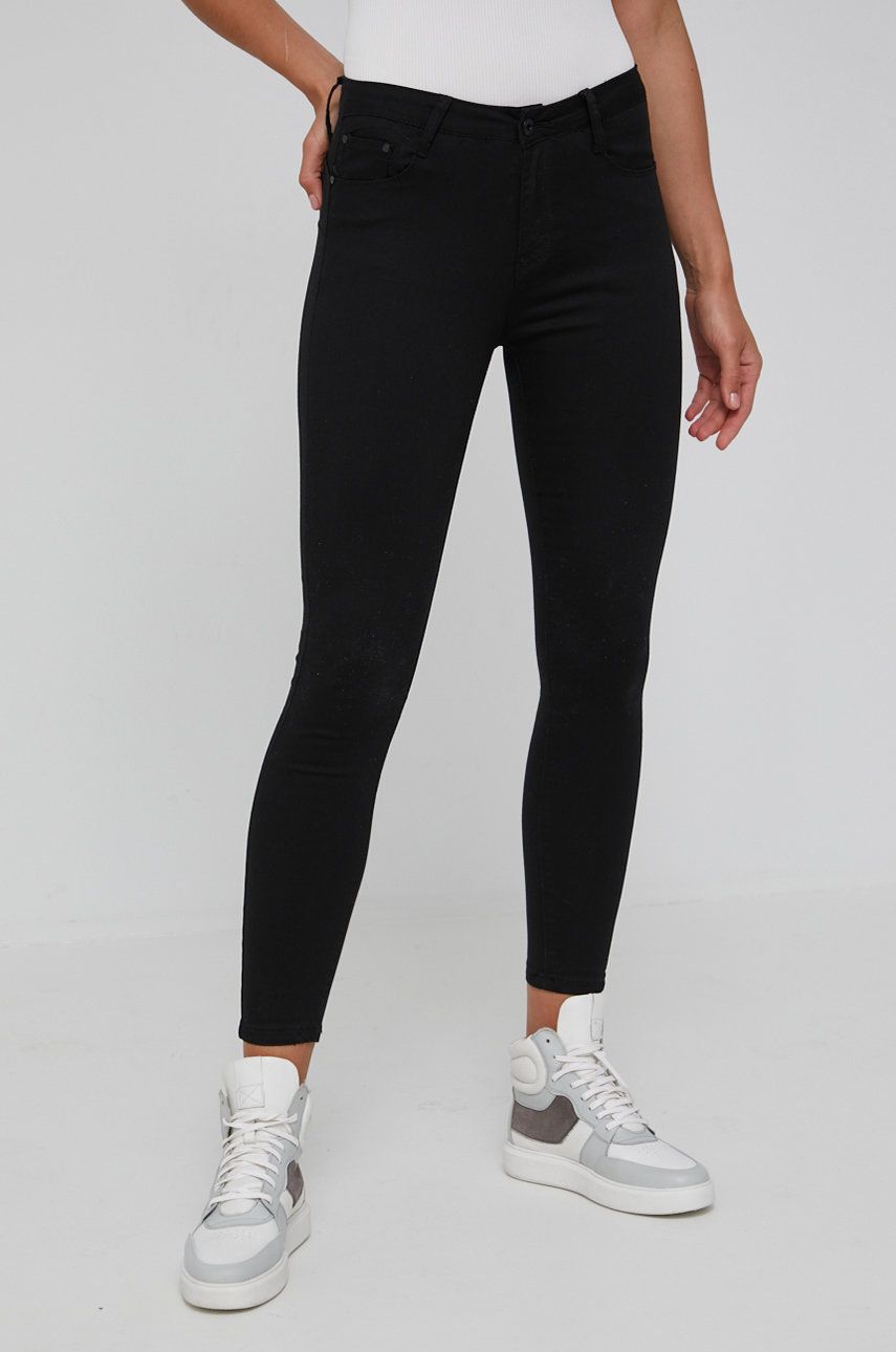 Answear Lab jeansi femei, culoarea negru, high waist Answear Lab