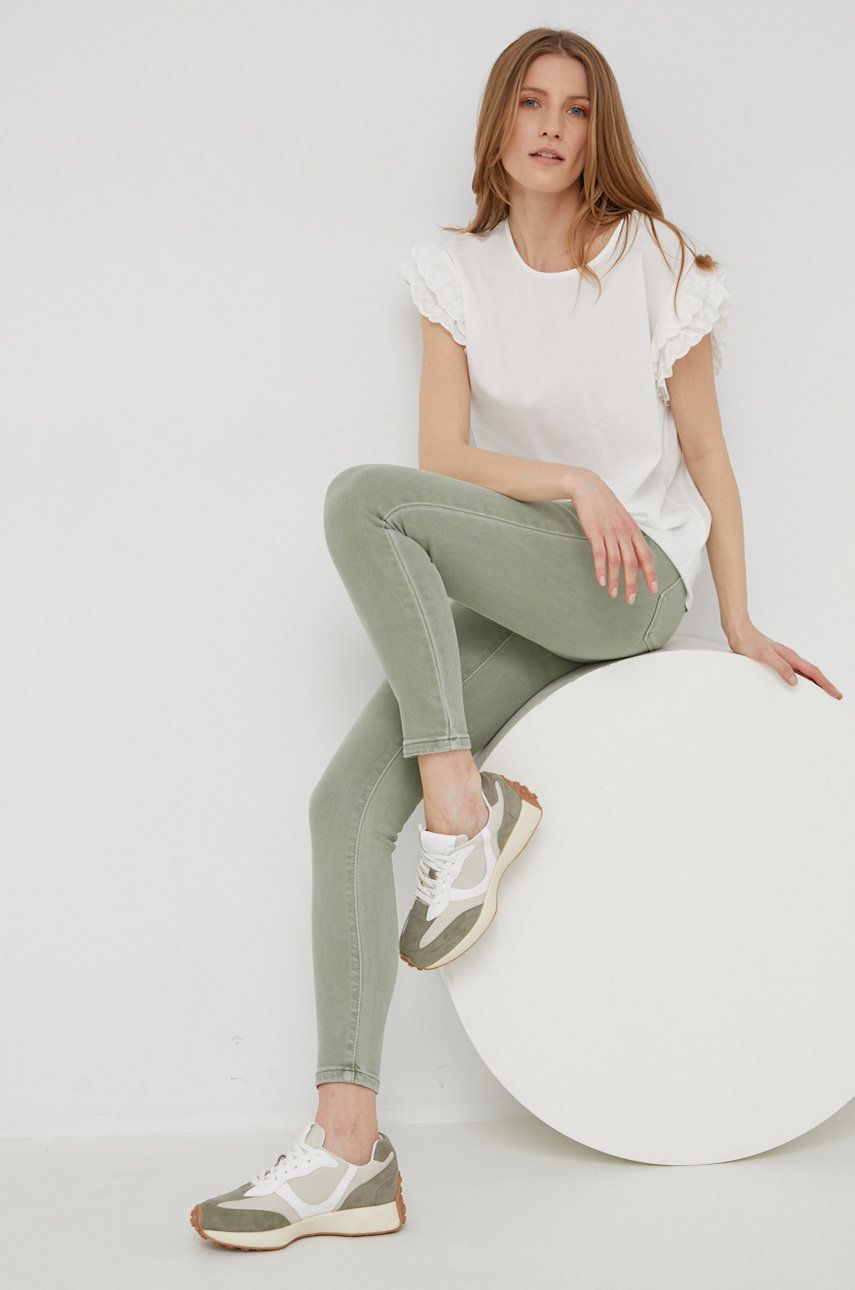 Answear Lab spodnie damskie kolor zielony dopasowane medium waist