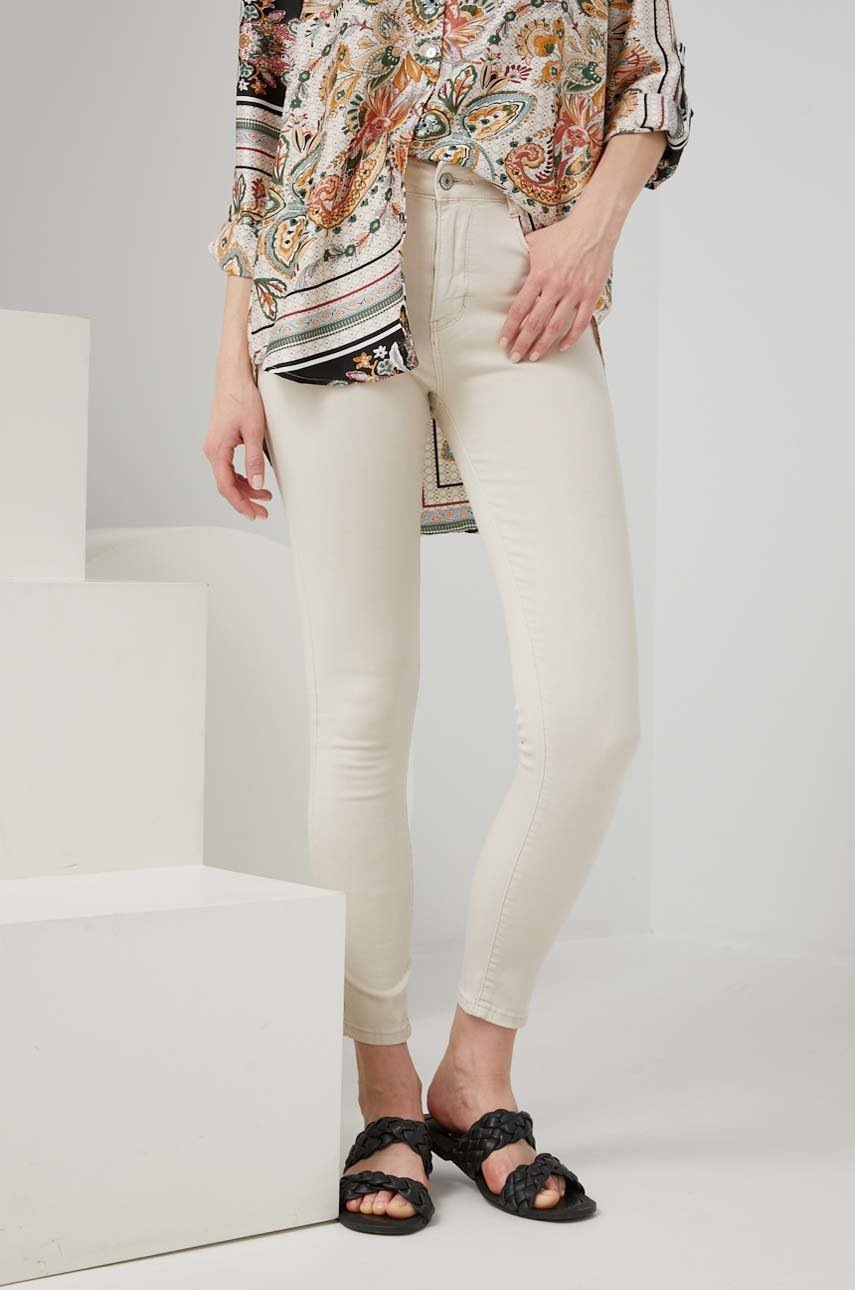 

Дънки Answear Lab Premium Denim в бежово, с висока талия, Бежов