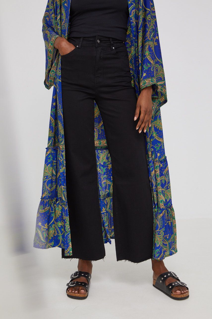 Answear Lab jeansi femei, culoarea negru, high waist Answear Lab