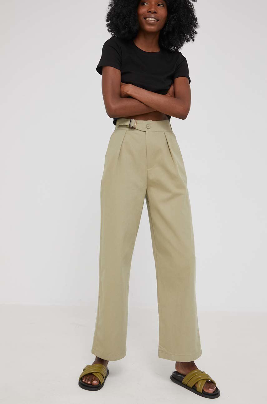 Answear Lab pantaloni femei, culoarea verde, drept, high waist Answear Lab