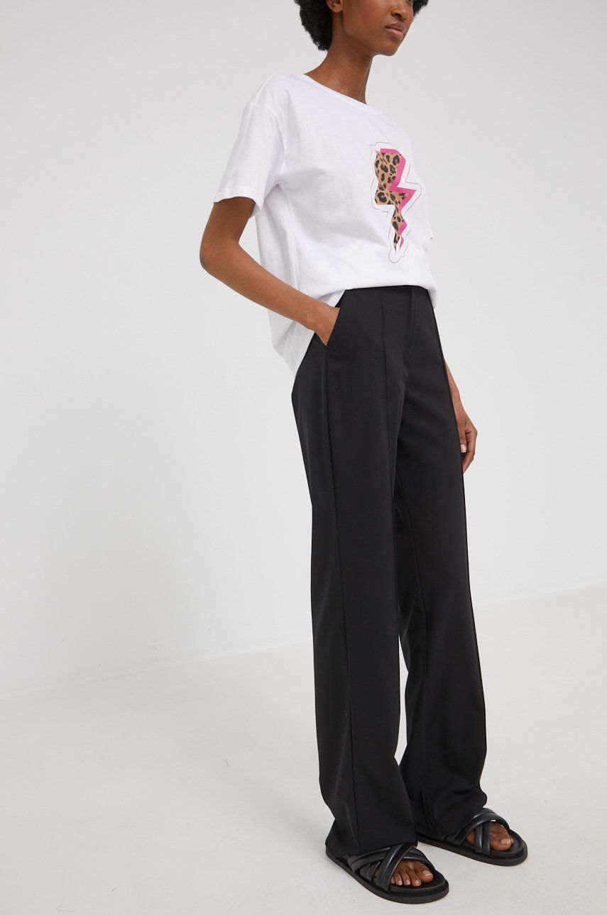 Answear Lab pantaloni femei, culoarea negru, lat, high waist Answear Lab