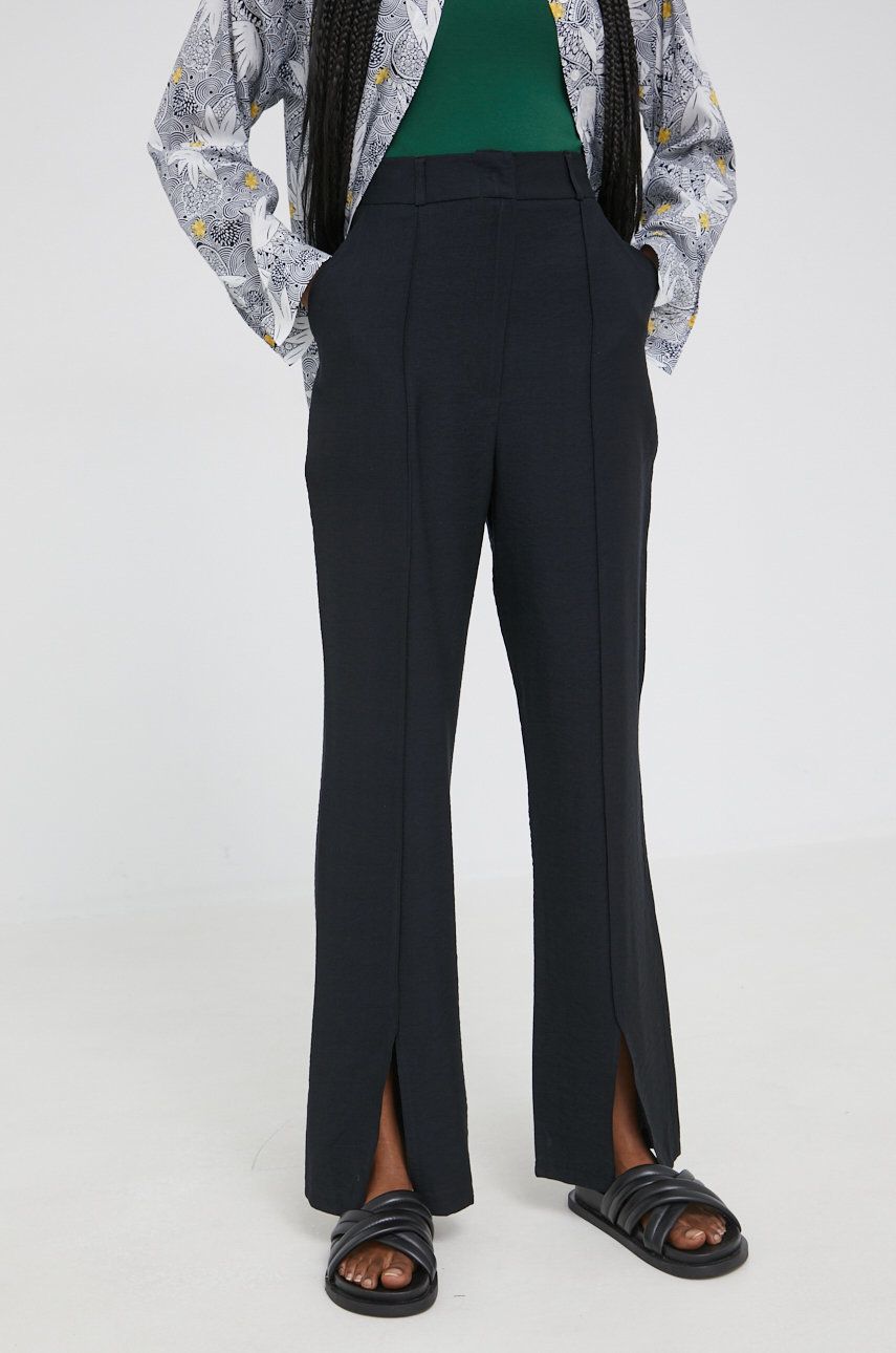 Answear Lab pantaloni femei, culoarea negru, lat, high waist imagine reduceri black friday 2021 Answear