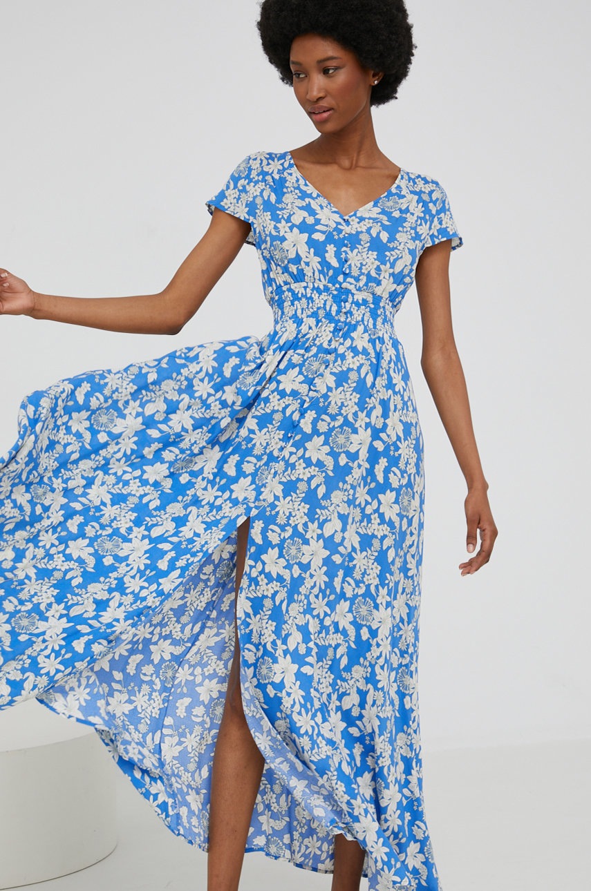 

Рокля Answear Lab дълъг модел разкроен модел, Син