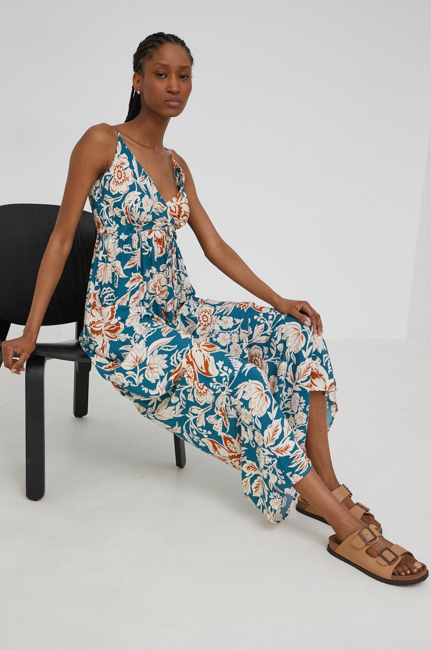 

Рокля Answear Lab дълъг модел разкроен модел, Син