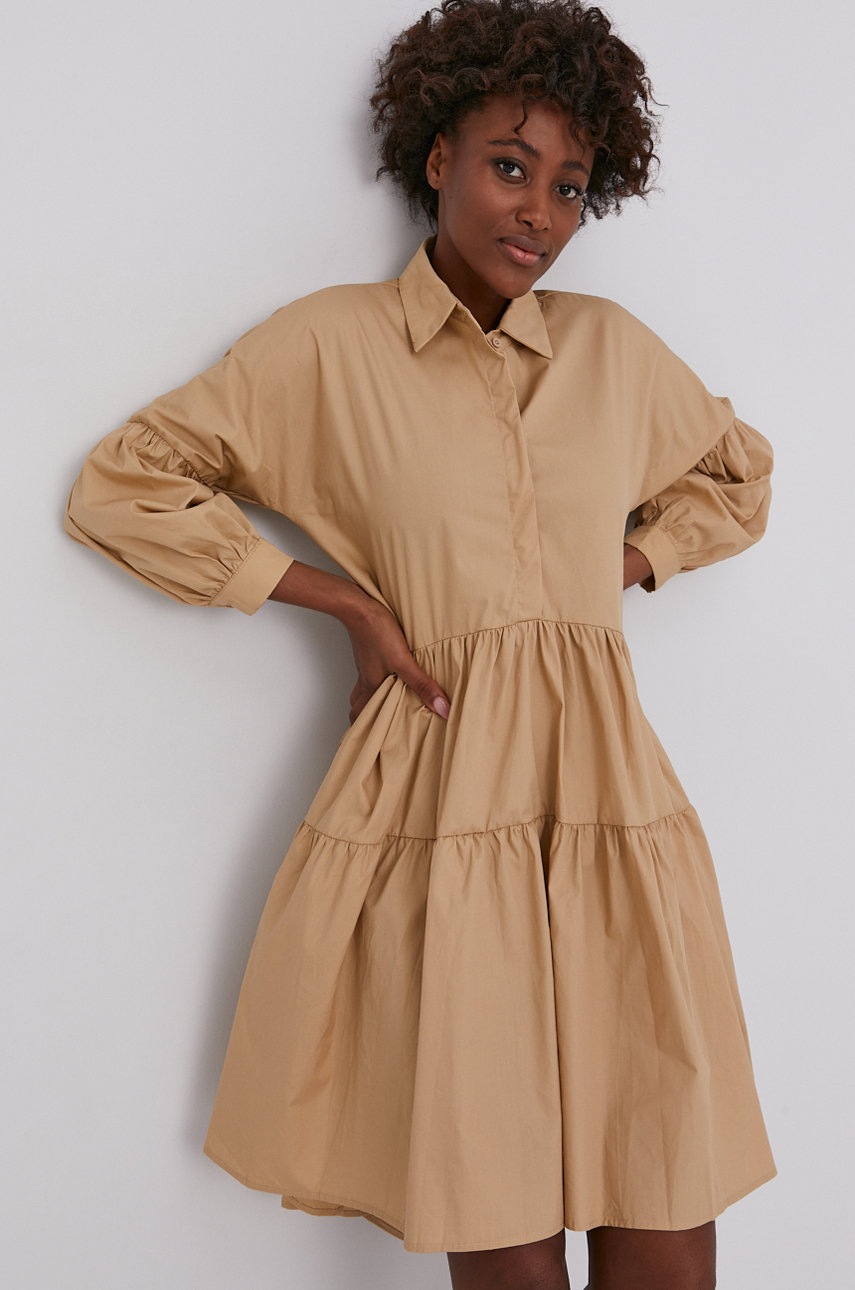 

Хлопковое платье Answear Lab цвет бежевый mini oversize