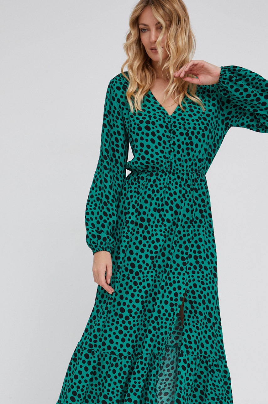 Answear Lab Rochie culoarea verde, midi, evazata