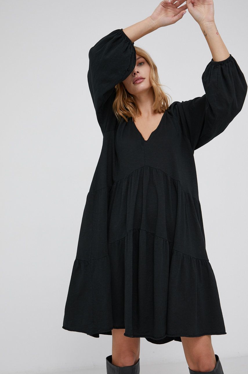 Answear Lab Sukienka bawełniana kolor czarny mini oversize