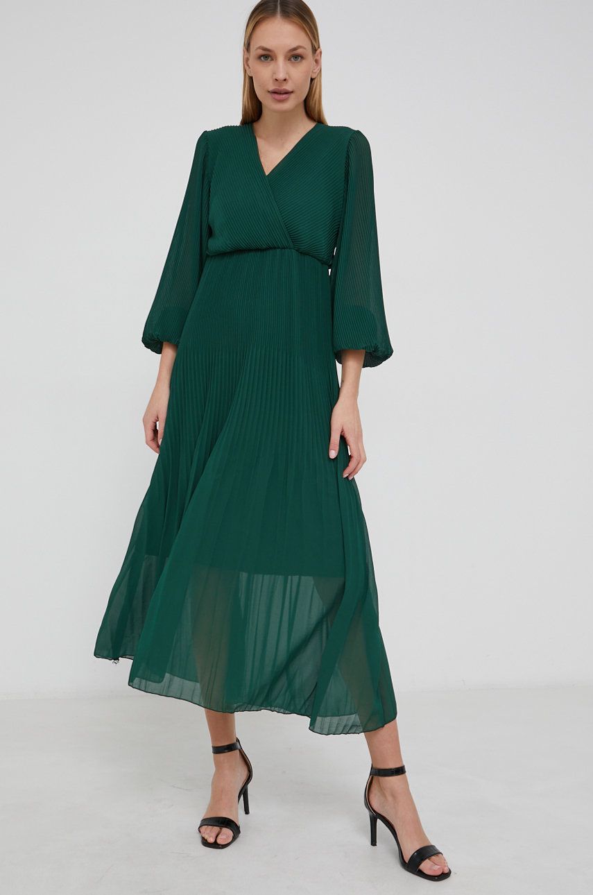 Answear Lab Rochie culoarea verde, midi, evazata