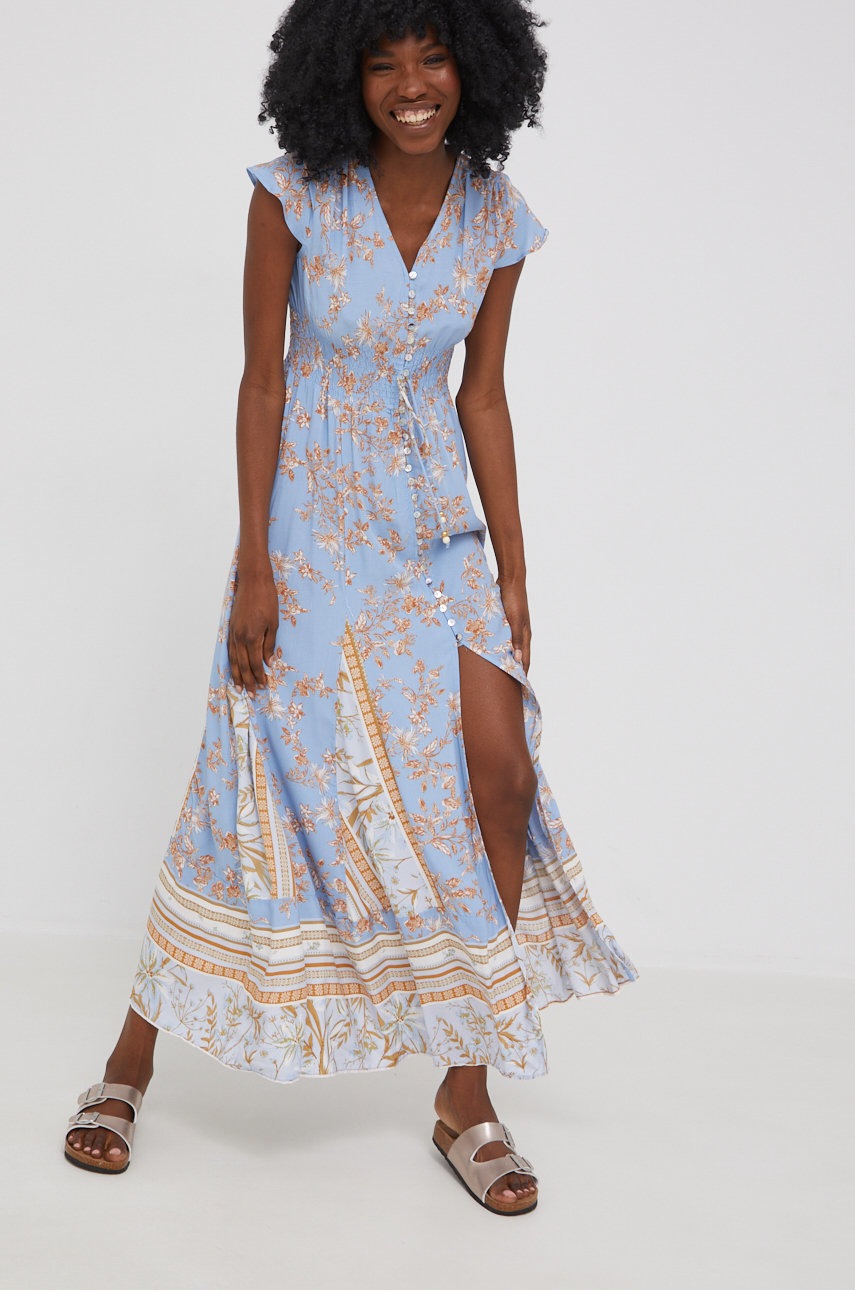 

Рокля Answear Lab дълъг модел разкроен модел, Син