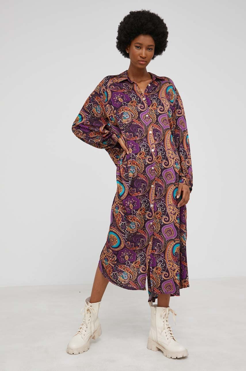 

Шёлковое платье Answear Lab цвет фиолетовый mini oversize