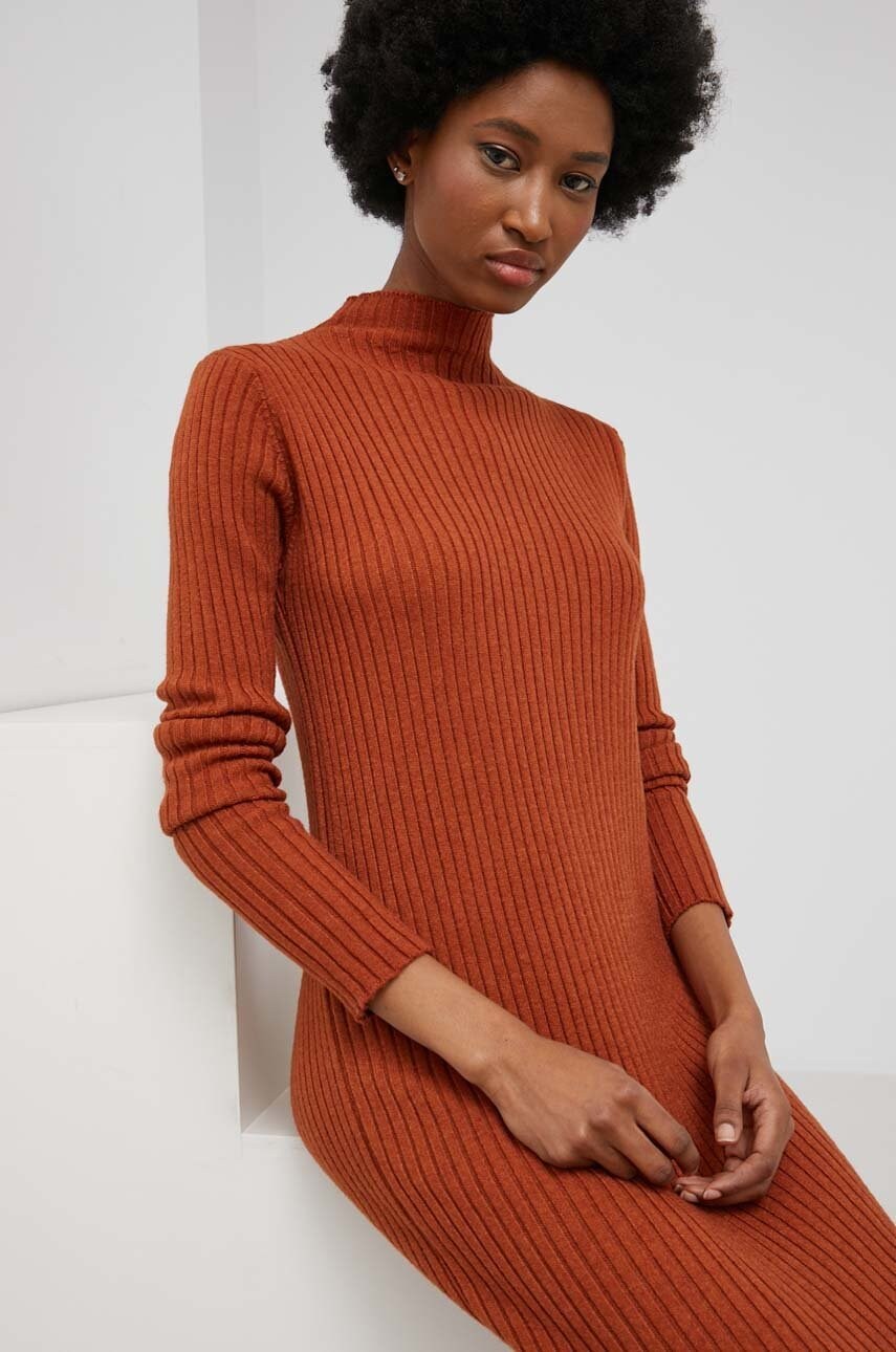 Answear lab rochie culoarea maro, mini, mulata