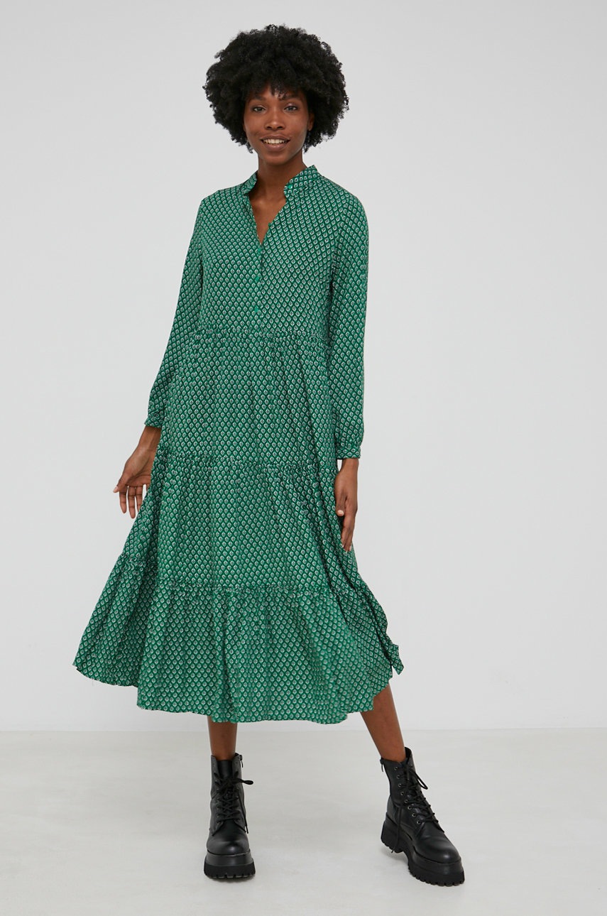 Answear Lab rochie culoarea verde, midi, evazati