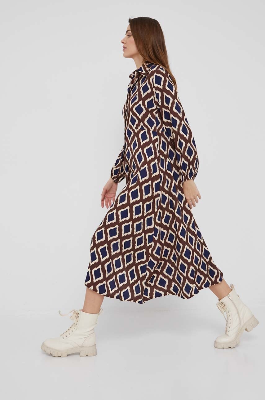 Answear lab rochie culoarea maro, midi, evazati