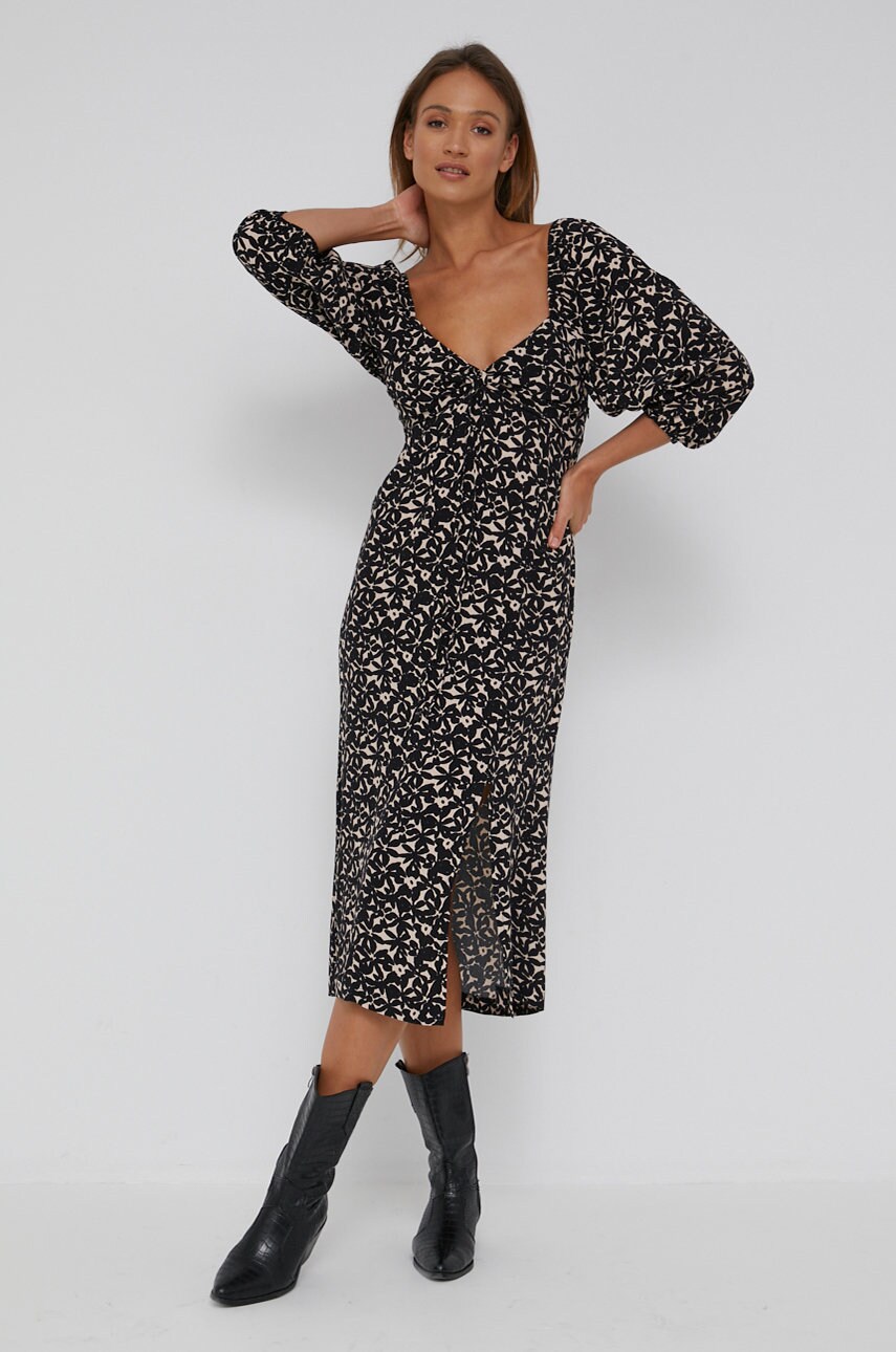 Answear Lab rochie culoarea alb, midi, evazati Answear Lab