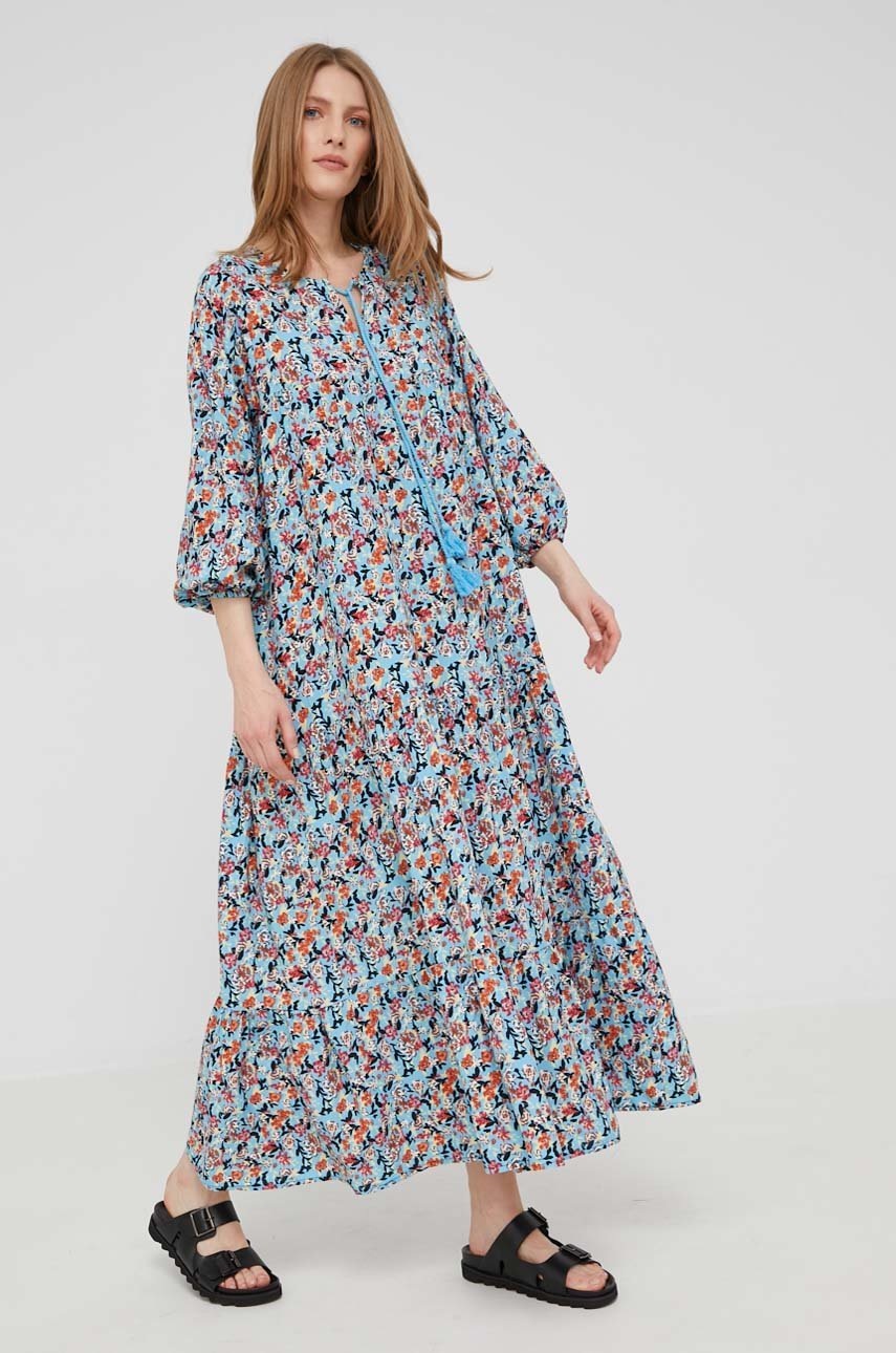 

Рокля Answear Lab дълъг модел с уголемена кройка, Син