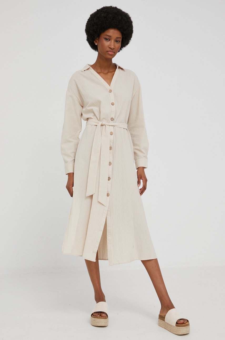 

Бавовняна сукня Answear Lab колір бежевий midi oversize