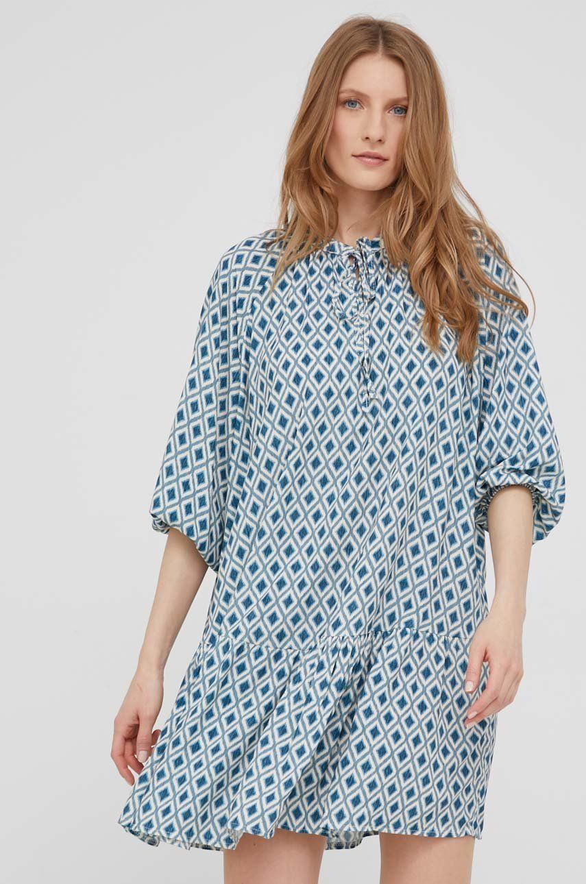 Šaty Answear Lab mini, oversize - modrá -  100% Viskóza