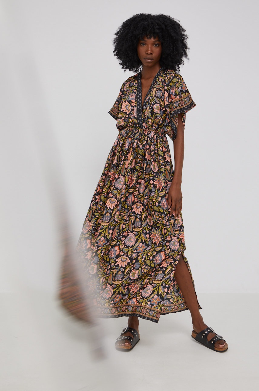 

Шёлковое платье Answear Lab Silk Blended цвет чёрный maxi расклешённое