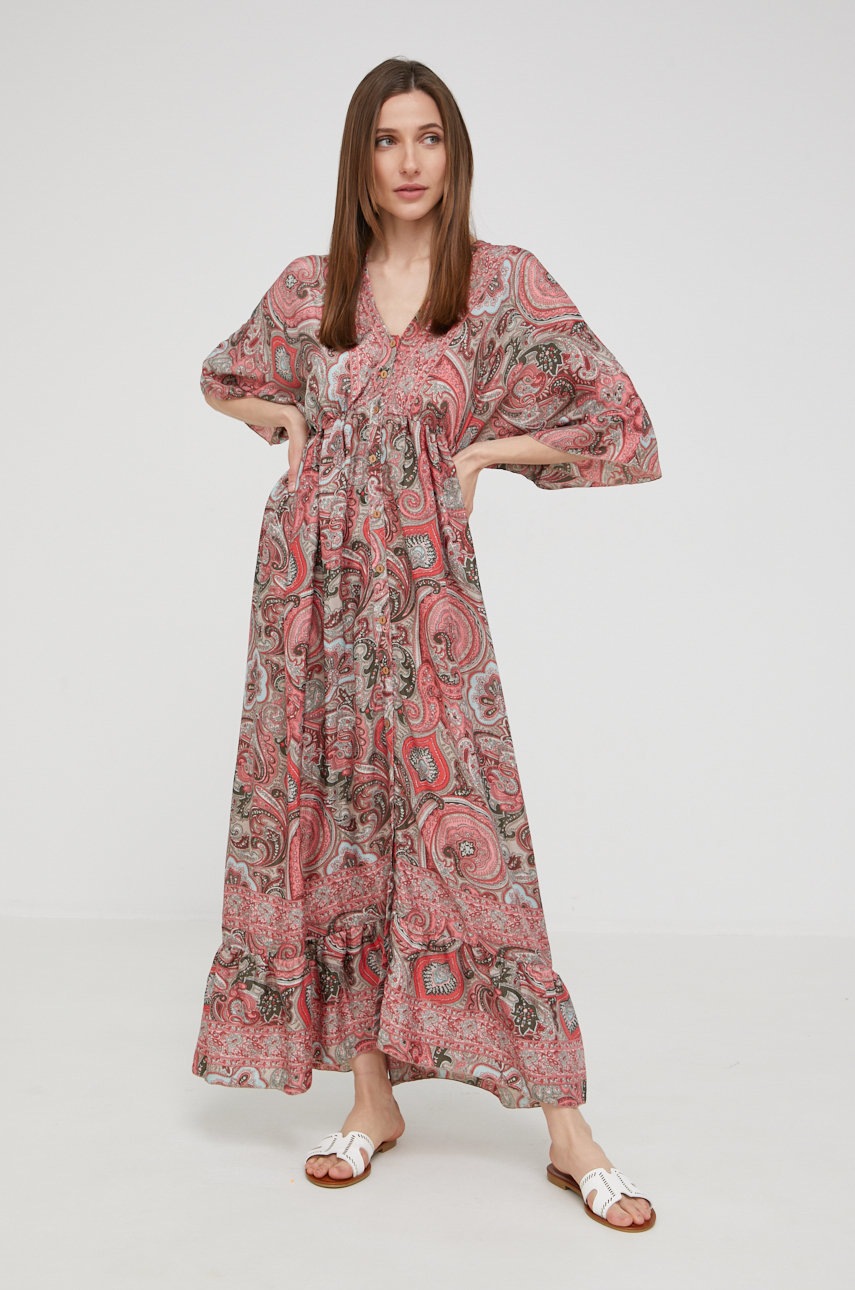

Шёлковое платье Answear Lab Silk Blended цвет розовый maxi oversize