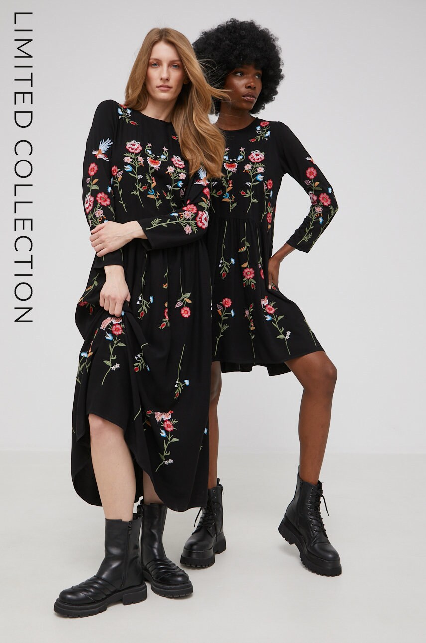 Answear lab x limited festival collection be brave rochie culoarea negru, maxi, evazati