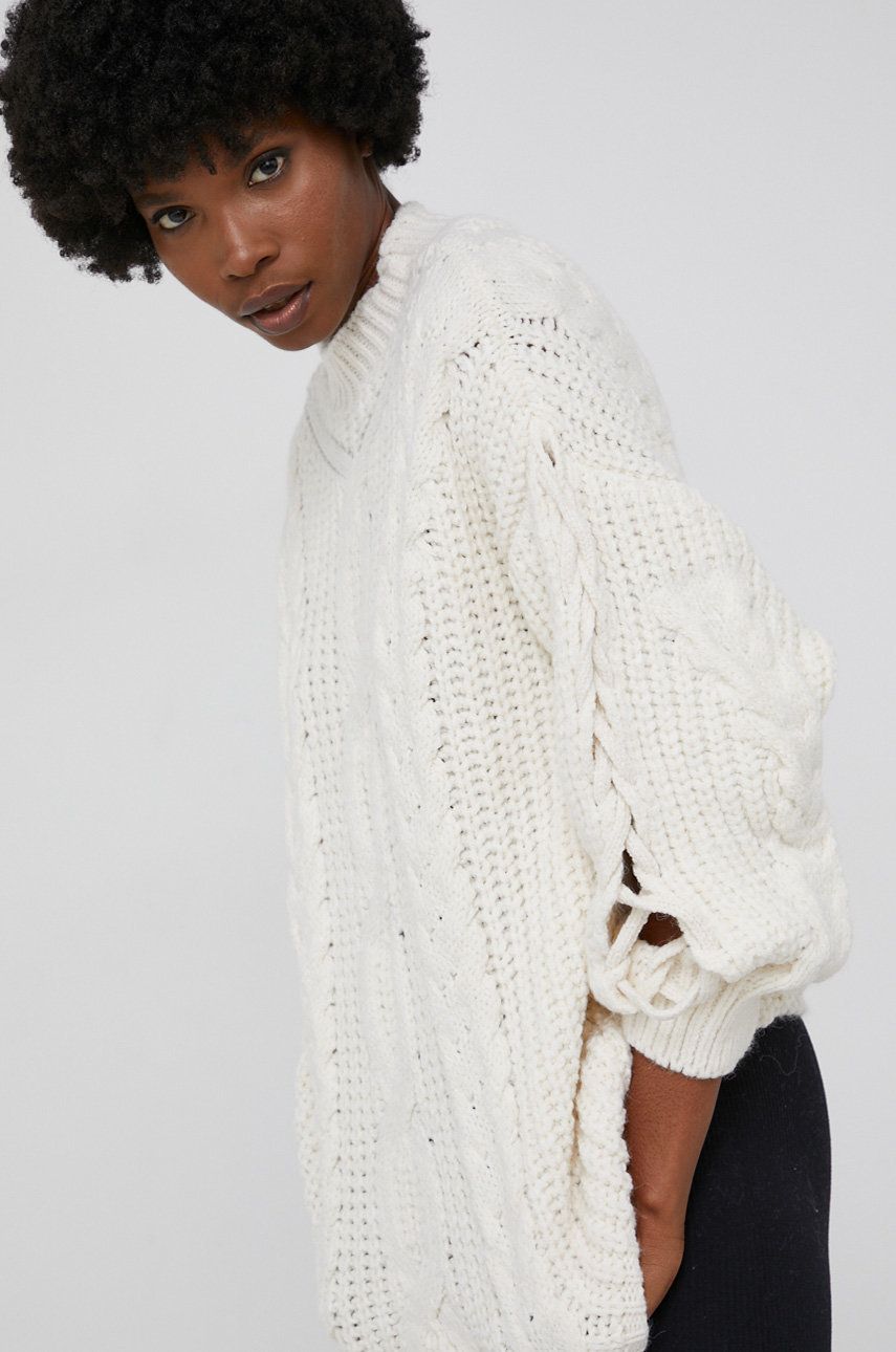 Answear Lab Pulover de lana femei culoarea crem calduros cu turtleneck