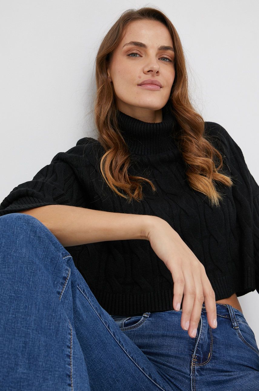 Answear Lab Pulover femei, culoarea negru, cu guler 2022 ❤️ Pret Super answear imagine noua 2022