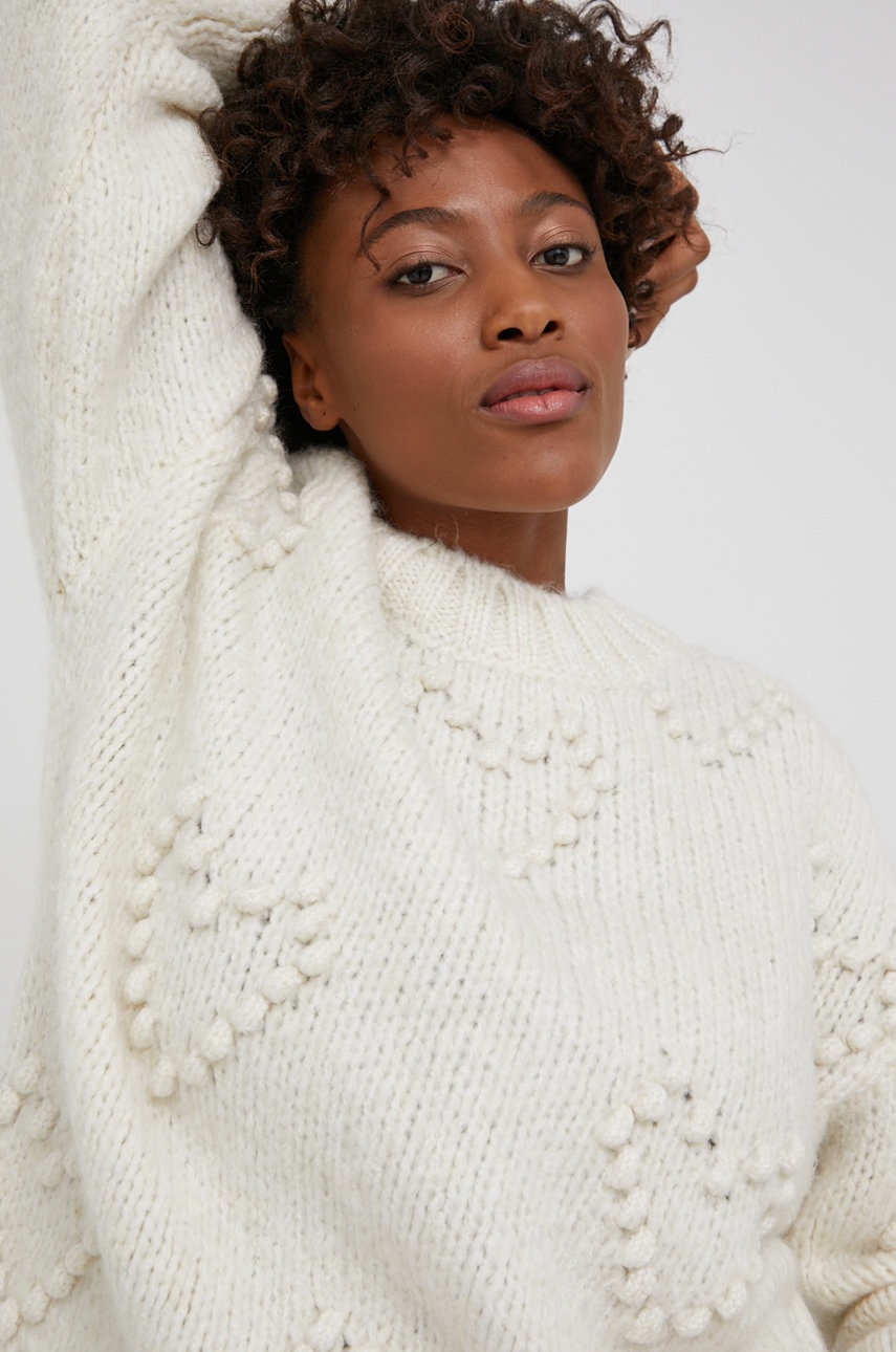 

Пуловер с вълна Answear Lab дамски в кремаво от топла материя, Бежов