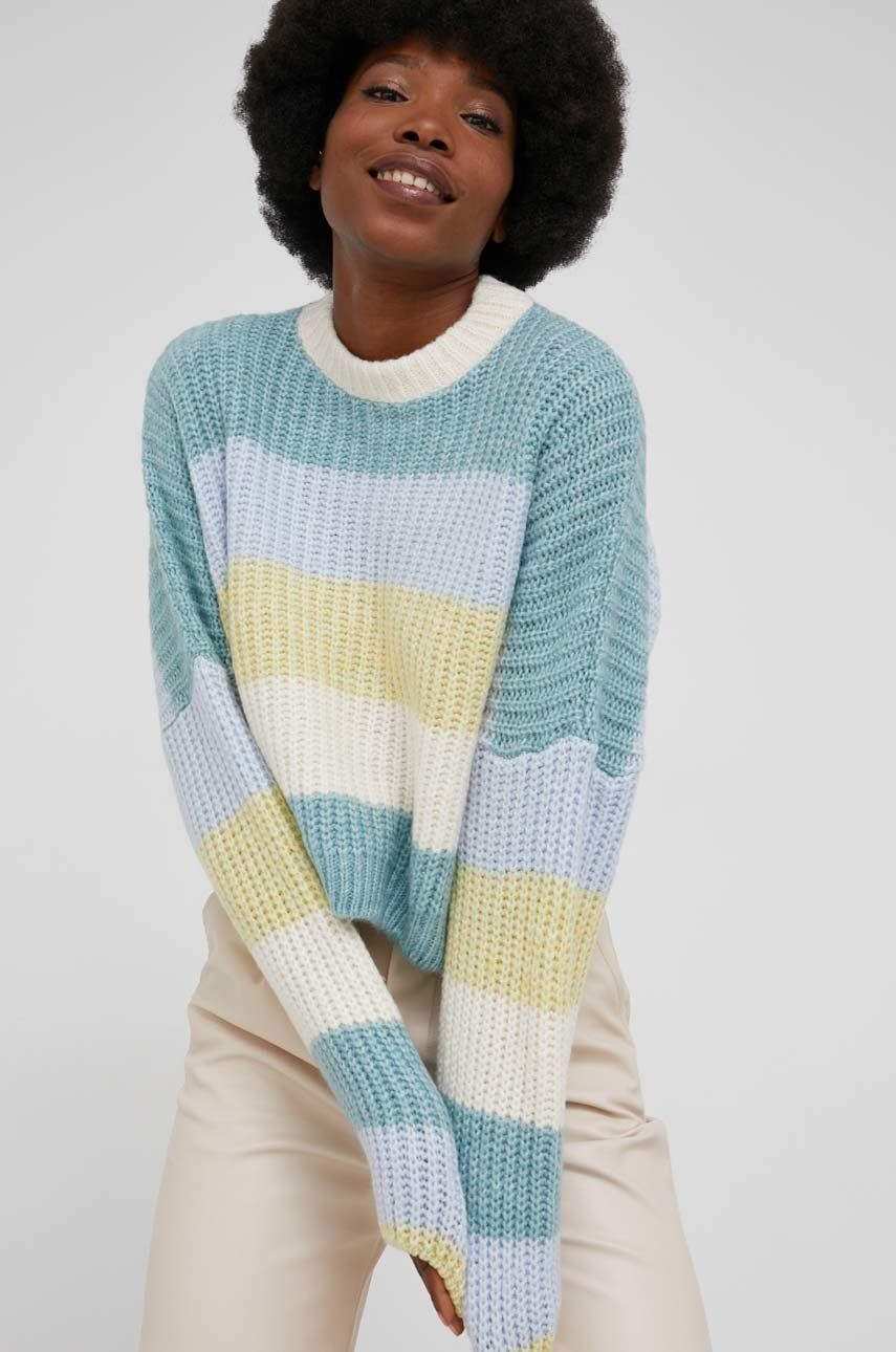 Answear Lab Sweter z wełną damski kolor zielony ciepły