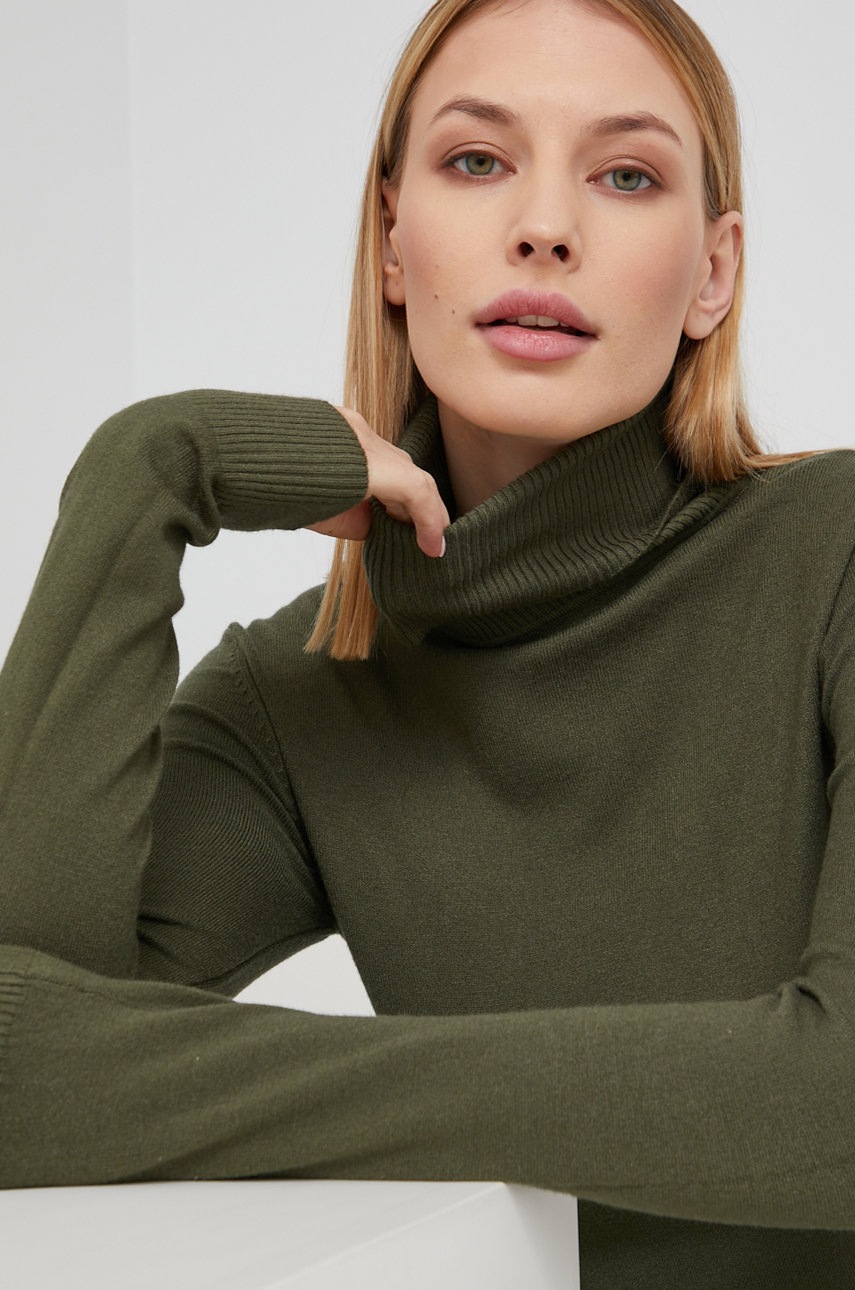 

Пуловер Answear Lab дамски в зелено от лека материя с поло, Зелен