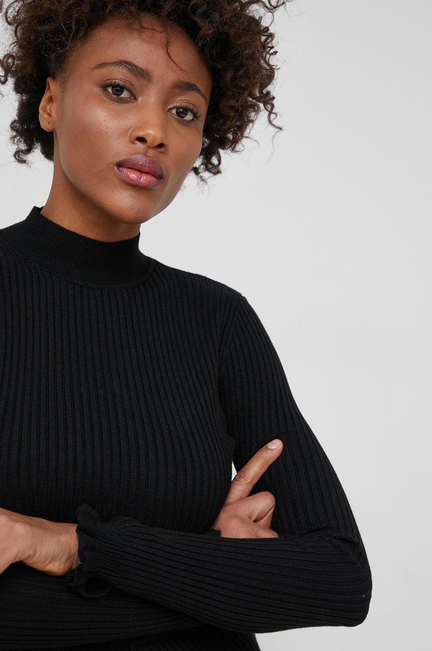 Answear Lab Sweter damski kolor czarny lekki z półgolfem