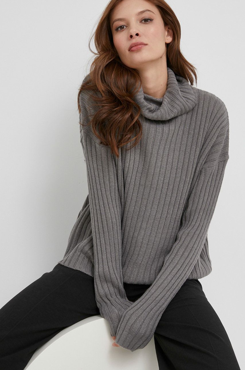 Answear Lab pulover femei, culoarea gri, light, cu guler Answear Lab