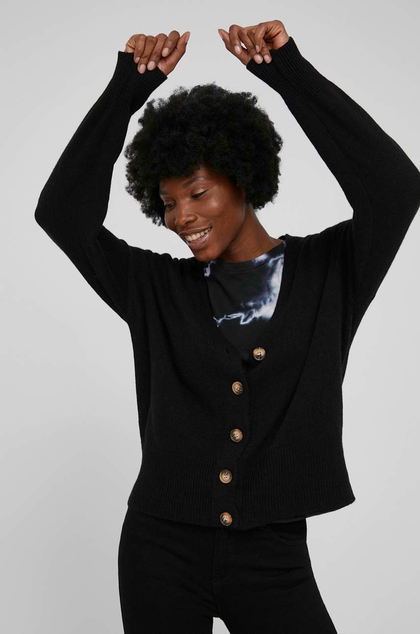 

Жилетка с вълна Answear Lab дамска в черно от лека материя, Черен