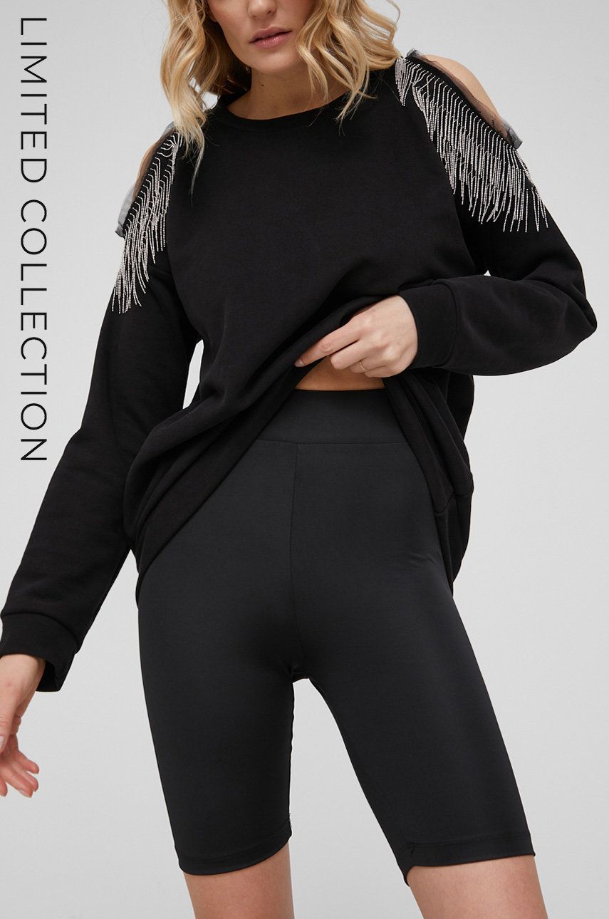 Pantaloni scurti Answear Lab X Colecție limitată No Shame No Fear femei, culoarea negru, neted, high waist Answear Lab