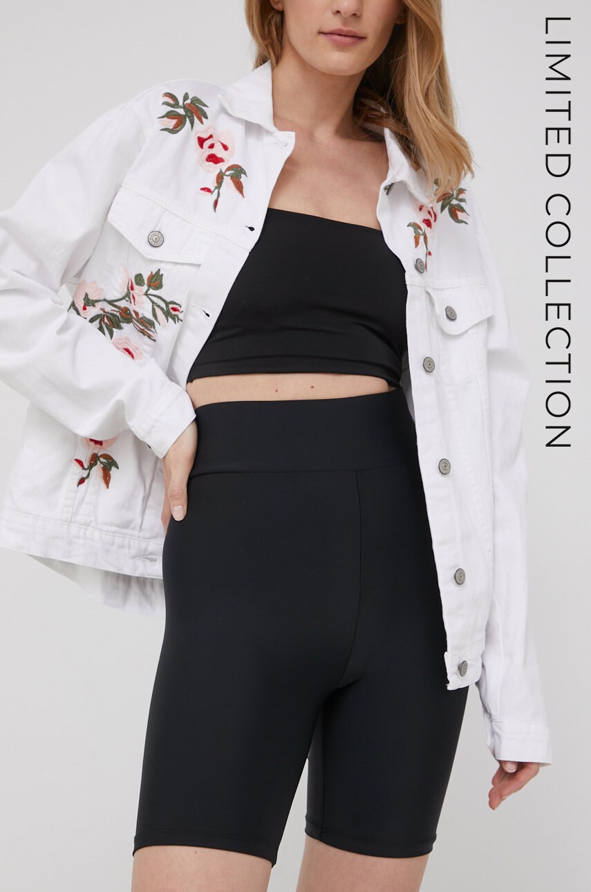 Answear lab x limited festival collection be brave pantaloni scurti femei, culoarea negru, neted, high waist