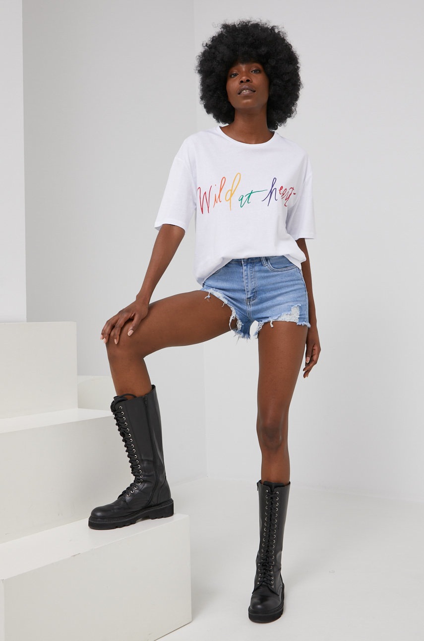 

Джинсовые шорты Answear Lab X Лимитированная коллекция BE BRAVE женские однотонные высокая посадка