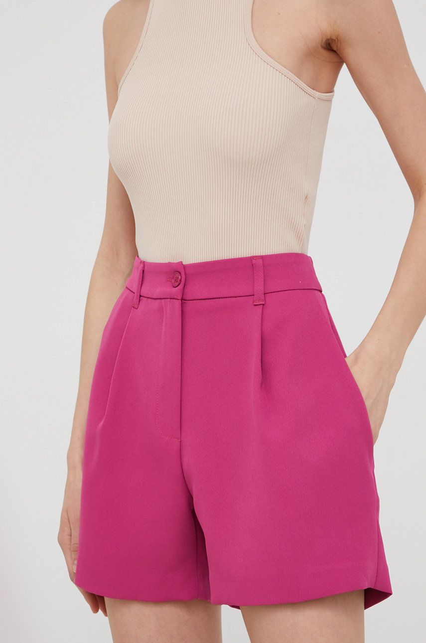 Answear Lab szorty damskie kolor różowy gładkie high waist