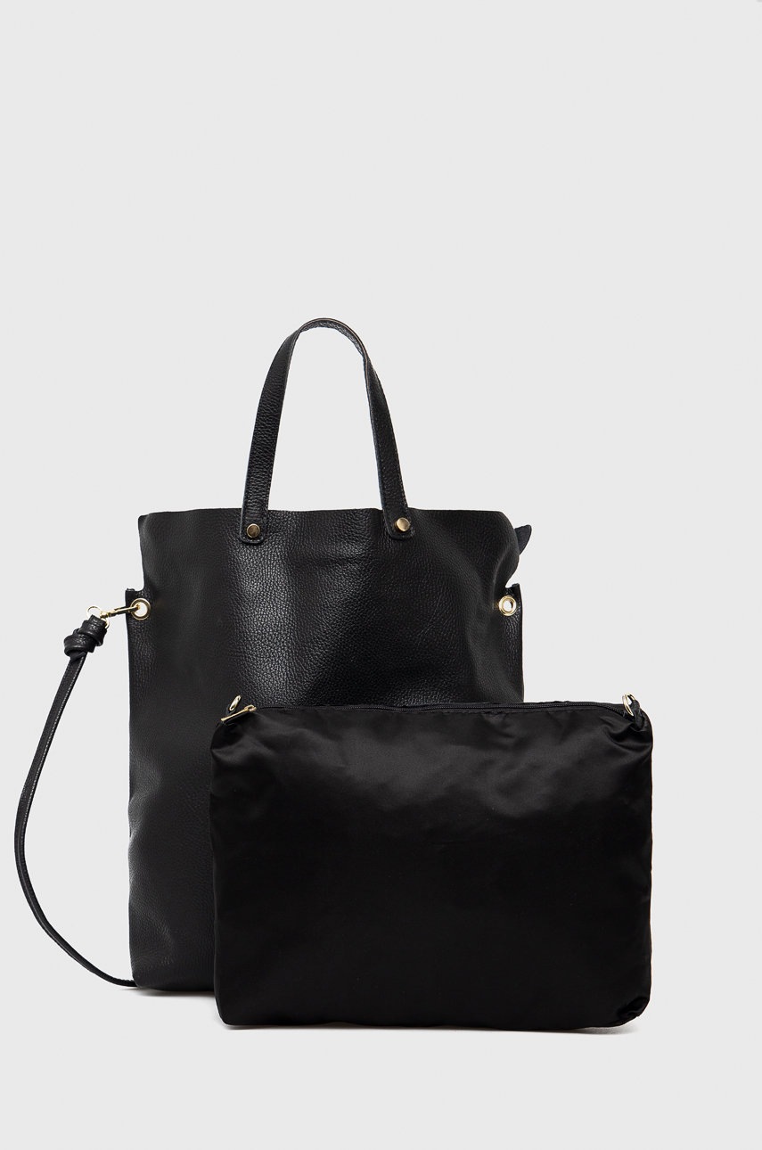 

Кожена чанта Answear Lab в черно, Черен