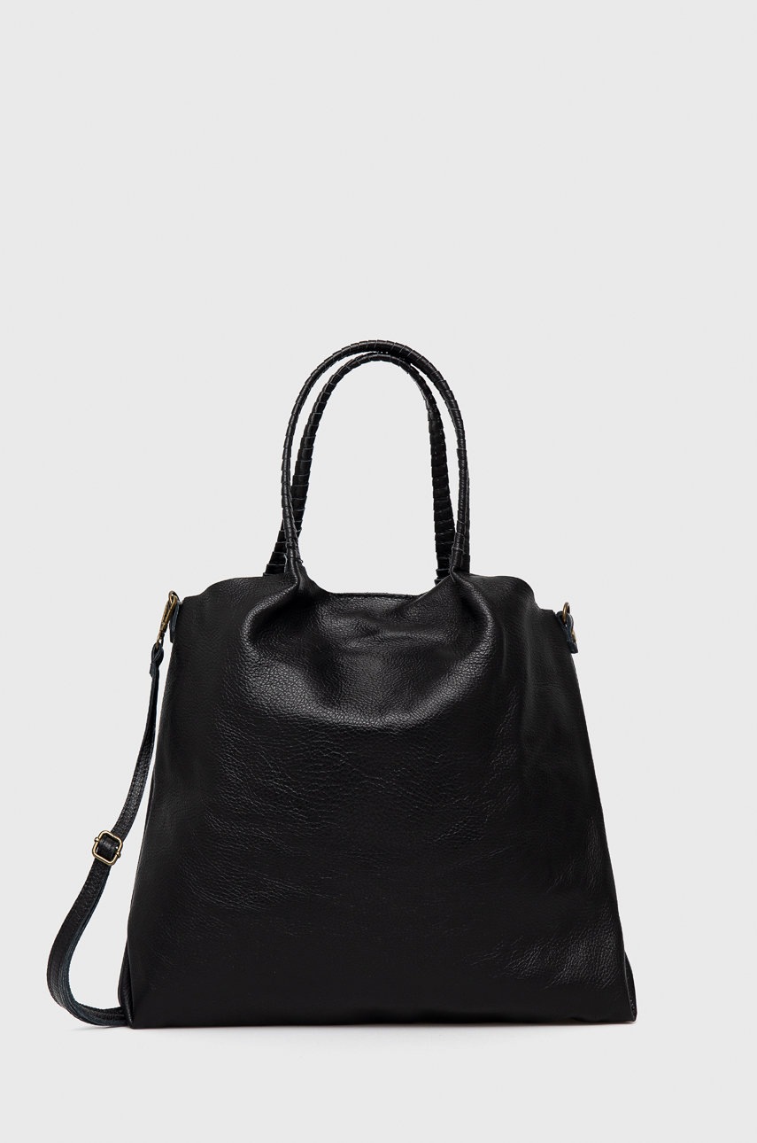 

Кожена чанта Answear Lab в черно, Черен